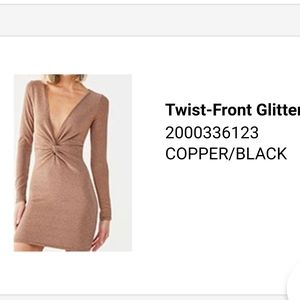 Twist Front Deep V Glitter Sparkle Mini Dress